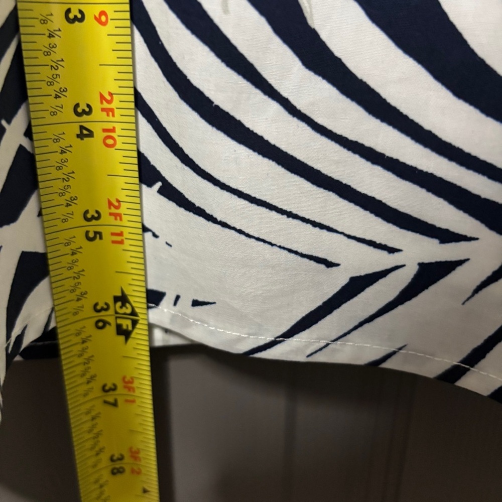 MILLY Maxwell Palm Print Poplin Dress Navy Blue & White Size 12 - Picture 15 of 15